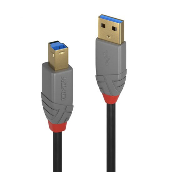 Lindy USB 3.2 Type A to B Cable, 5Gbps, Anthra Line